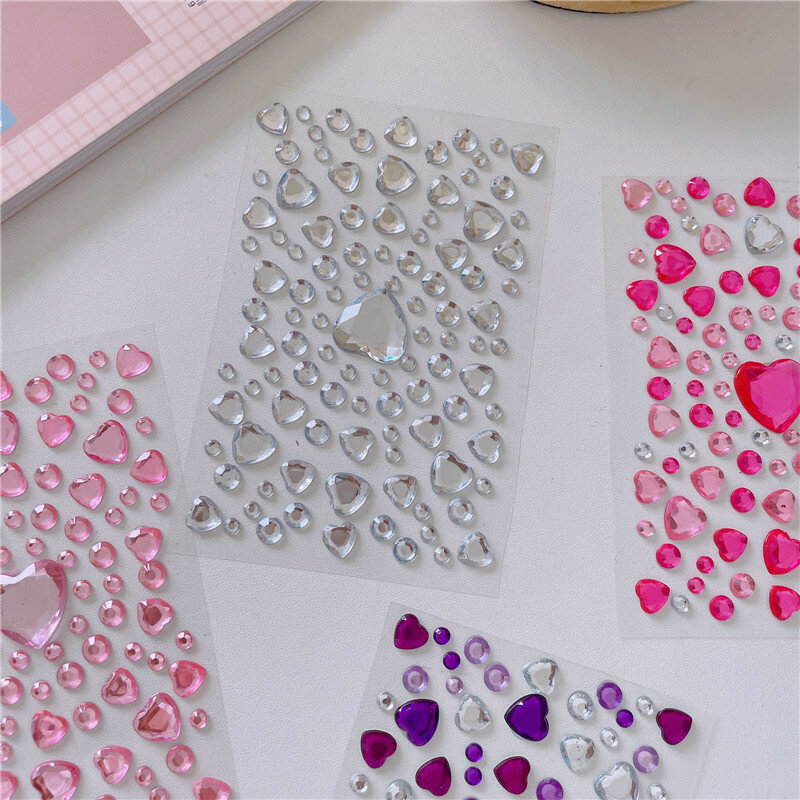 مختلط حجم ثلاثية الأبعاد القلب الحب جوهرة ملصقات للأطفال الماس الاكريليك ملصق كريستال لتقوم بها بنفسك ثلاثية الأبعاد حجر الراين للفتيات