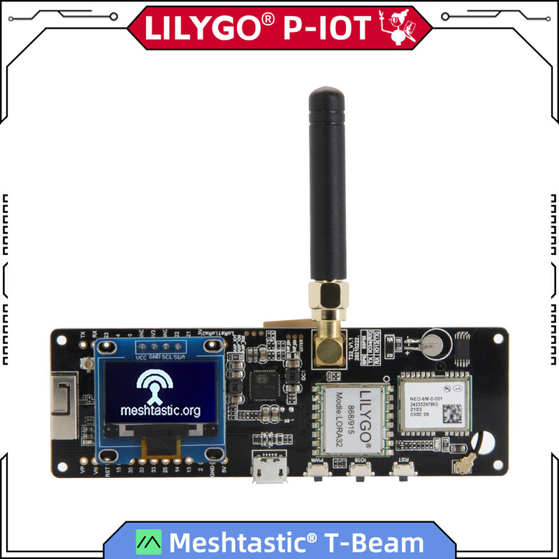 LILYGO® TTGO Meshtastic T-Beam V1.2 ESP32 LoRa 915MHz 433MHz 868MHz 923MHz WiFi BLE لتحديد المواقع مع 0.96 بوصة OLED 18650 حامل بطارية