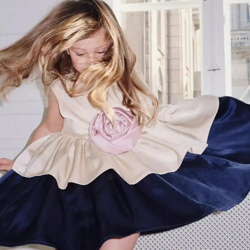 فستان أميرات بدون أكمام للفتيات ، وردة صغيرة ، حفلة طفل ، عيد ميلاد ، سلسلة كس ، الربيع والصيف ، 24