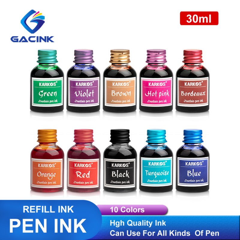 30 مللي/زجاجة نقية ملونة نافورة القلم الحبر العالمي إعادة تعبئة السائل السلس 10 Colors