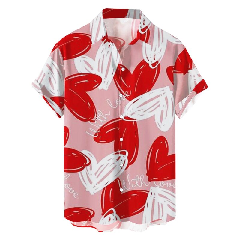 الرجال 3D طباعة هاواي زهرة قميص ، الحب ، عيد الحب ، الصيف ، النمط الكلاسيكي ، بلوزة ، اللباس الاجتماعي ، أزياء الذكور ، عارضة