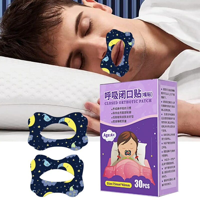 30 قطعة/صندوق مكافحة الشخير ملصقات للأطفال الكبار ليلة النوم الشفاه الأنف التنفس تحسين التصحيح تصحيح الفم ملصقا الشريط