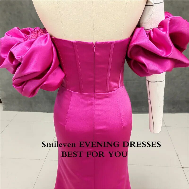 Smileven-فستان سهرة على الطراز العربي مزين بالورود ، ياقة على شكل قلب ، قفطان ، أكمام طويلة ، للمناسبات الخاصة