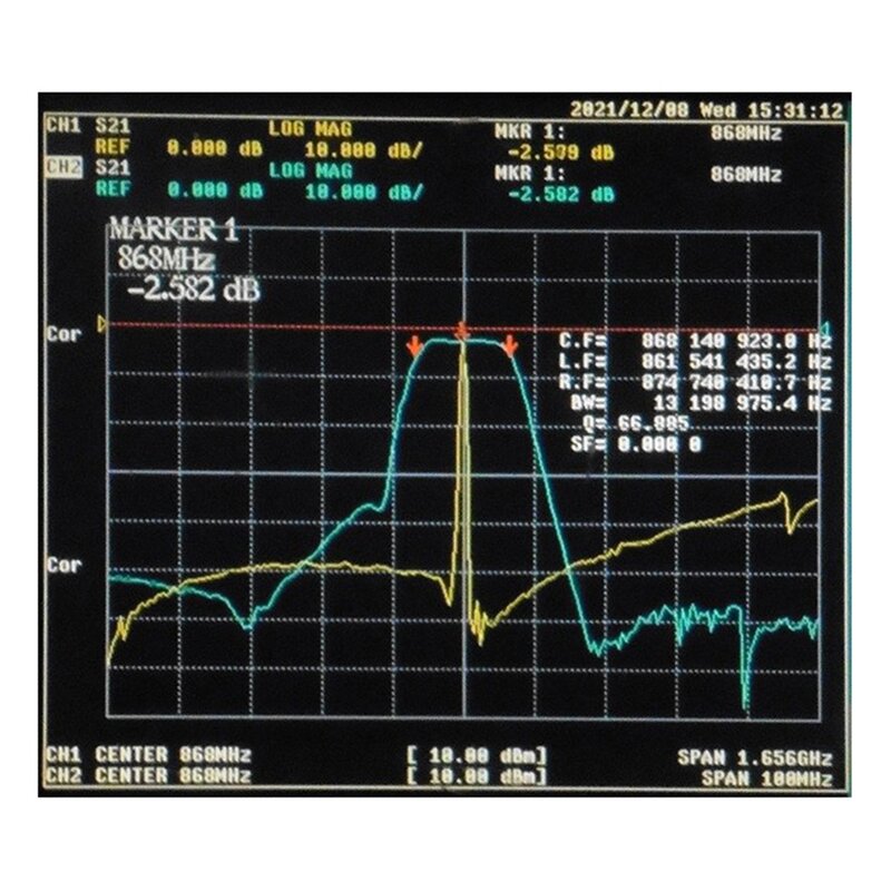 فلتر تمرير نطاق المنشار عن بعد بتردد لاسلكي ، من من من MHz ، من من من من من MHz ، عرض النطاق الترددي 4 ميجاهرتز