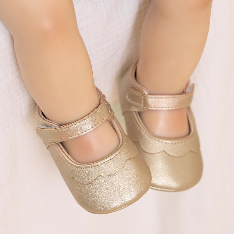 KIDSUN-حذاء بنعل مطاطي غير قابل للانزلاق من جلد البولي يوريثان لحديثي الولادة ، أحذية برنسيس للأطفال البنات ، مشوا لأول مرة للأطفال الصغار ، 0-18 شهرًا ، 2024