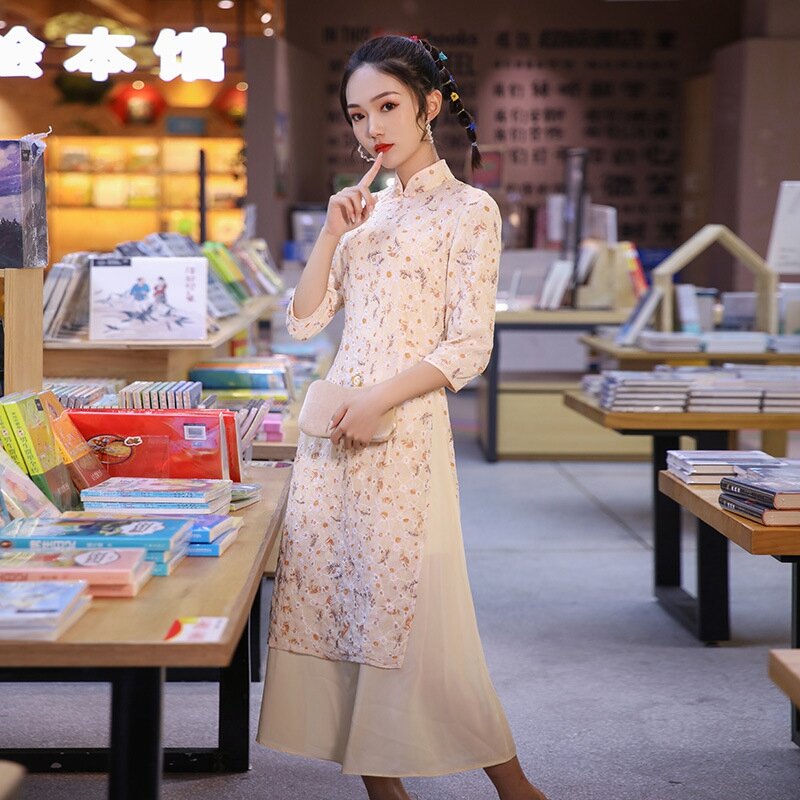طويل شيونغسام التقليدية الصين نمط حفلة تشيباو رداء الشرقية المرأة فستان سهرة أنيق جودة عالية
