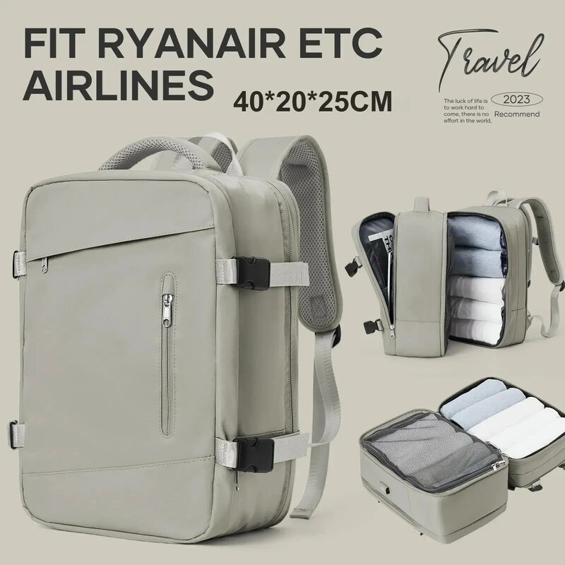 حقيبة ظهر للسفر للرجال والنساء ، حقيبة مقصورة ، رحلة Ryanair ، تحمل ، قابلة للتوسيع ، ضد السرقة ، كمبيوتر محمول ، 40x20x25