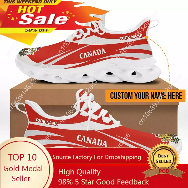 أحذية رياضية خفيفة الوزن بنمط علم كندا للرجال ، مدربين كاجوال للرجال ، أحذية رياضية ، حذاء جري ، صيف ، تخفيضات كبيرة