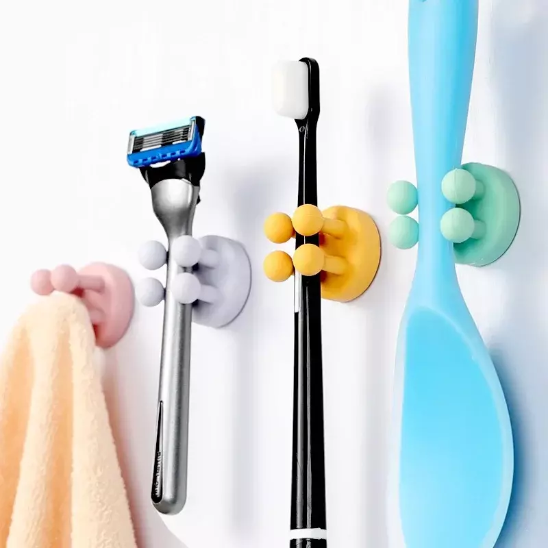 خطاف سيليكون مجاني للحمام ، حامل حلاقة ، خطاف تخزين ، رف ماكينة حلاقة الحائط ، تنظيم حوامل فرشاة الأسنان
