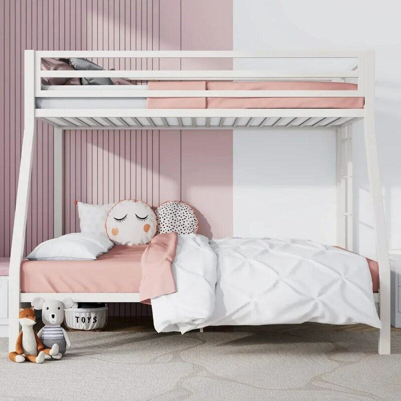 سرير معدني بطابقين مع سلالم قابلة للإزالة للشباب والبالغين ، إطار قوي للخدمة الشاقة ، 12 وحدة تخزين تحت السرير ، توأم ، حجم كامل