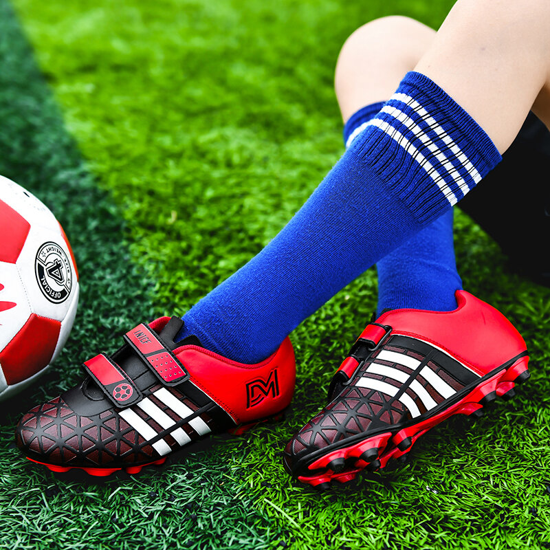حجم 28-38 الأطفال أحذية كرة القدم طويلة سبايك هوك و حلقة أحذية كرة القدم الصبي TF العشب أحذية كرة القدم الاطفال أحذية رياضية Chuteira Futebol