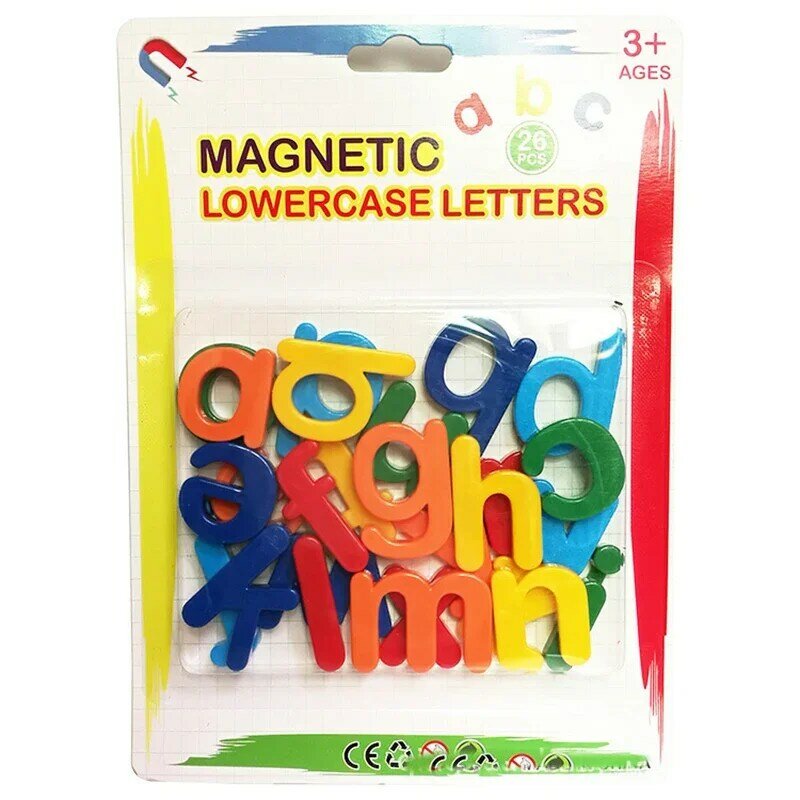 حروف أبجدية مغناطيسية للتعلم للأطفال ، ملصقات ثلاجة بلاستيكية ، عد هجائية ، ألعاب تعليمية ، أطفال صغار ، 26 صِغار