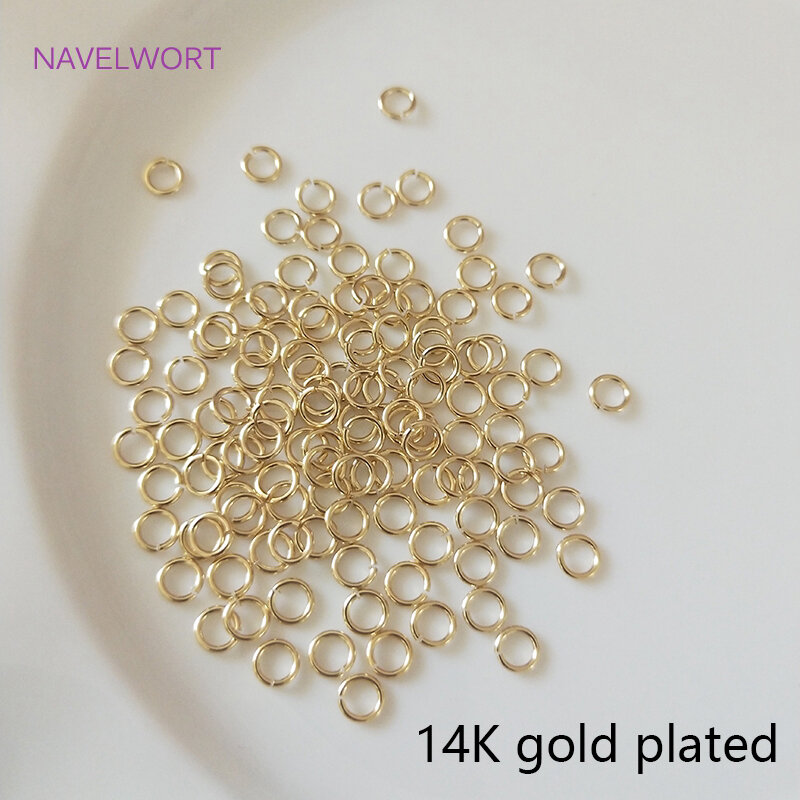 خاتم القفز المفتوح المطلي بالذهب لصنع المجوهرات ، حلقات التوصيل ، حلقات تقسيم النحاس ، الملحقات ، حجم متعدد 14K ، 18K