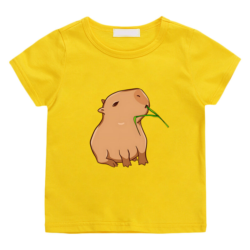 تي شيرت Capybara الجمالي للمانغا تي شيرت رسوم متحركة لطيفة تي شيرت أنيق 100% قطن أنيمي تي شيرت عالي الشارع تي شيرت للأولاد/البنات