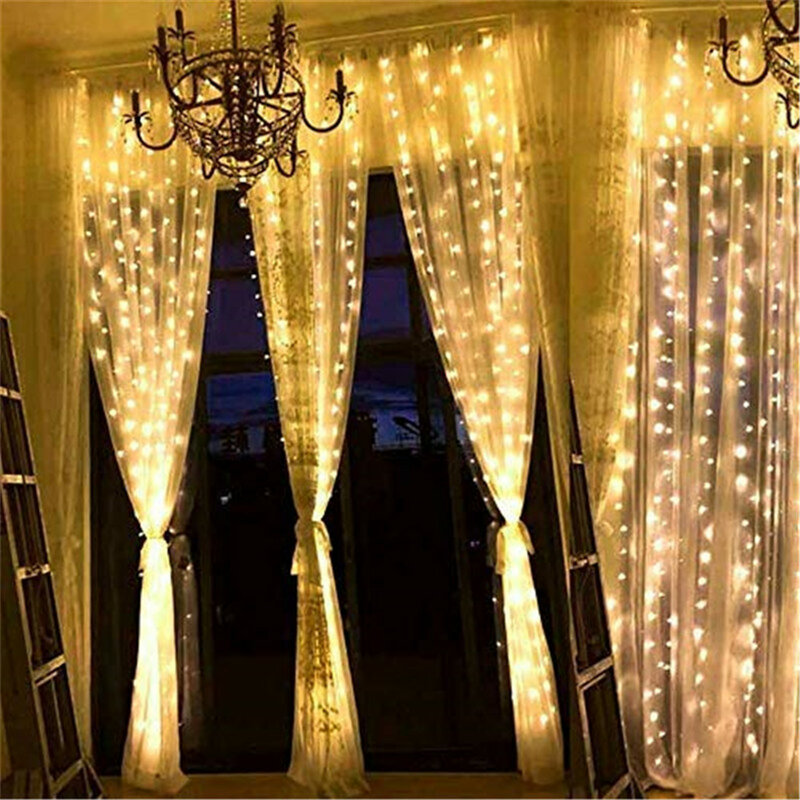 أضواء الستار LED 3X3M Led سلسلة أضواء عيد الميلاد عيد الميلاد الجنية أضواء في الهواء الطلق المنزل لحفل زفاف/حفلة/الستار/حديقة الديكور