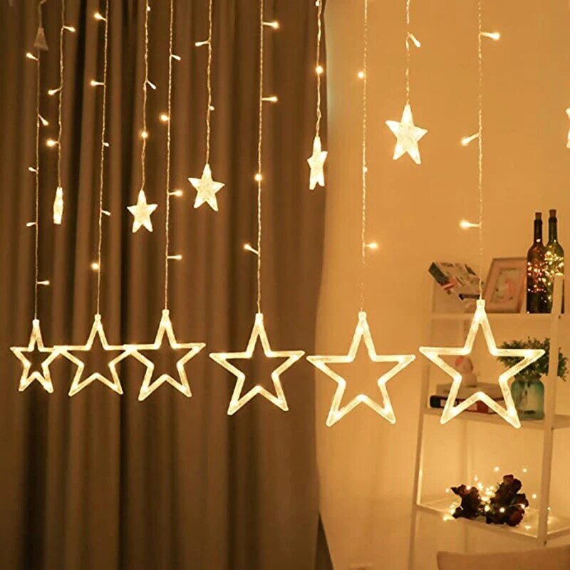 مصابيح ستارة على شكل نجمة ليد 12 نجمة ، قابس أوروبي ، m ، خارجي ، داخلي ، غرفة نوم ، منزلي ، حفلة ، ديكور زفاف
