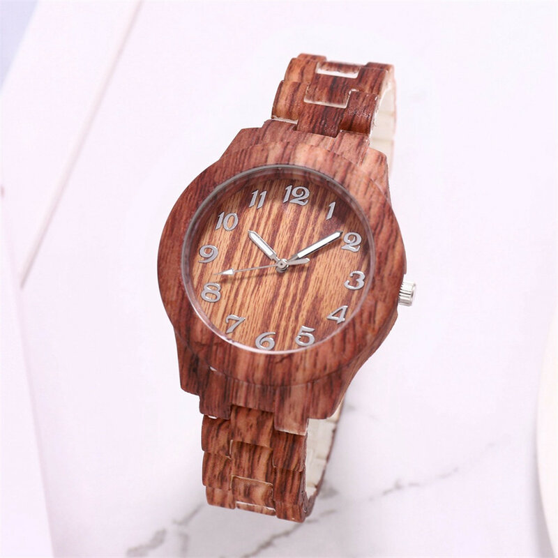 ساعة كوارتز للرجال من الحبوب الخشبية ، أزياء راقية ، ساعات معصم بتصميم رقمي ،