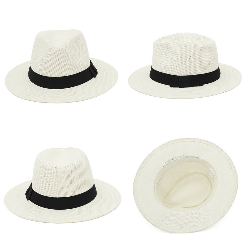 قبعة من القش بحافة واسعة للنساء والرجال ، فيدورا شمس الشاطئ ، قبعة بنما ، السفر في الهواء الطلق ، الصيف