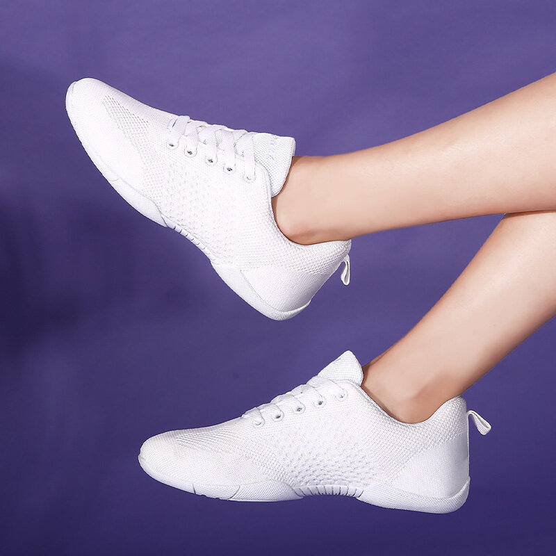 ARKKG-الطائر نسج التشجيع أحذية الرقص للأطفال ، تنفس أحذية رياضية بيضاء للفتيات ، التشجيع أحذية التدريب للنساء