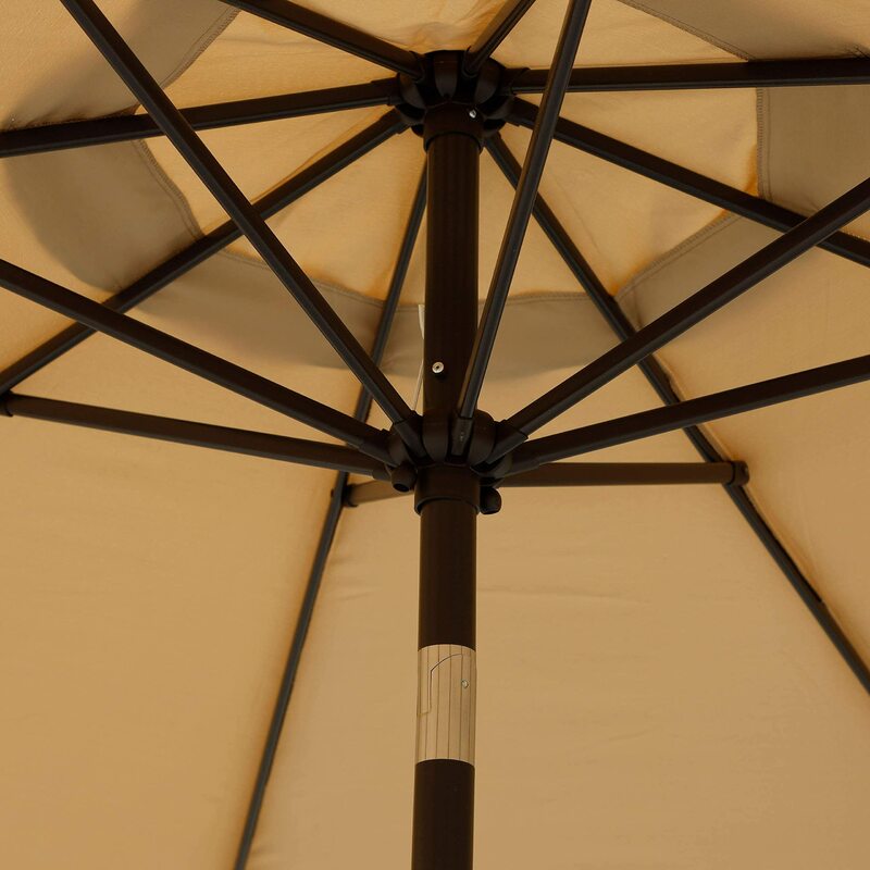 مظلة ساحة طاولة الفناء الخارجية ، مظلة السوق مع 8 أضلاع متينة ، إمالة زر الضغط والكرنك ، تان ، 9 بوصة