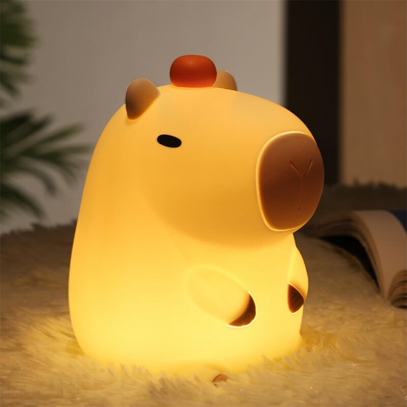 أضواء الليل المحمولة سيليكون Capybara ، USB قابلة للشحن ، مصباح التحكم باللمس الحيوان ، وظيفة توقيت للمنزل ، ديكور غرفة النوم