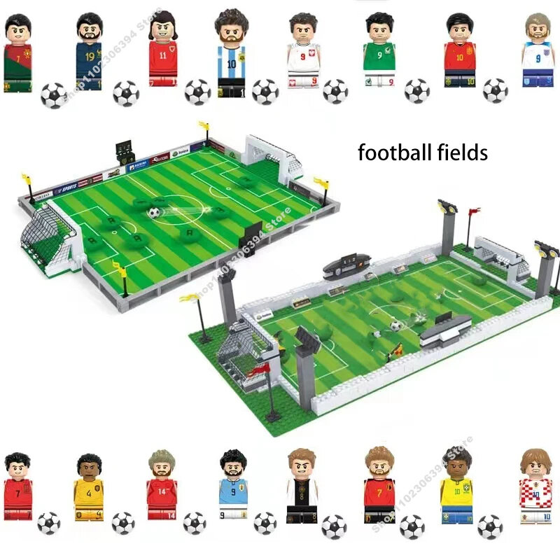 ملعب كرة القدم اللبنات DIY بها بنفسك الجدول كرة القدم مجلس اللبنات ألعاب تعليمية هدية للطفل نجوم كرة القدم الشهيرة