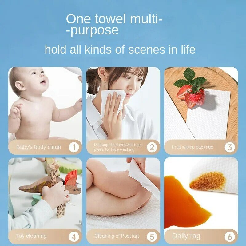 منشفة قطنية ناعمة للأطفال ، نسج عادي ، منشفة غسل الوجه ، جافة ورطبة ، مزدوجة الاستخدام ، يمكن مسح الأرداف ، 80 يمكن التخلص منها