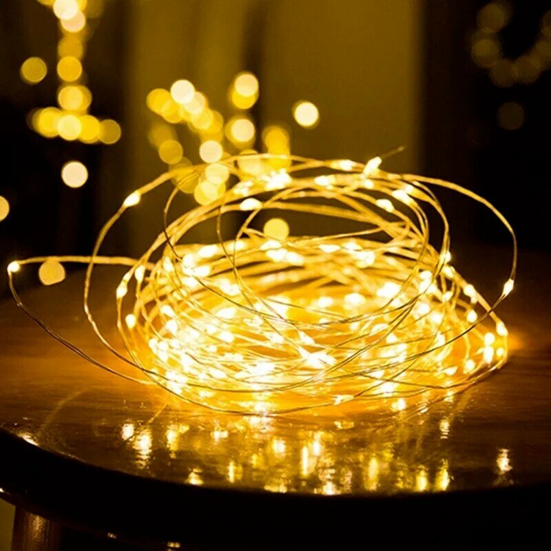 LED الجنية سلسلة أضواء الأسلاك النحاسية المرصعة بالنجوم سلسلة ضوء الشريط مصباح عطلة الإضاءة غرفة الزفاف حفلة عيد الميلاد الديكور.