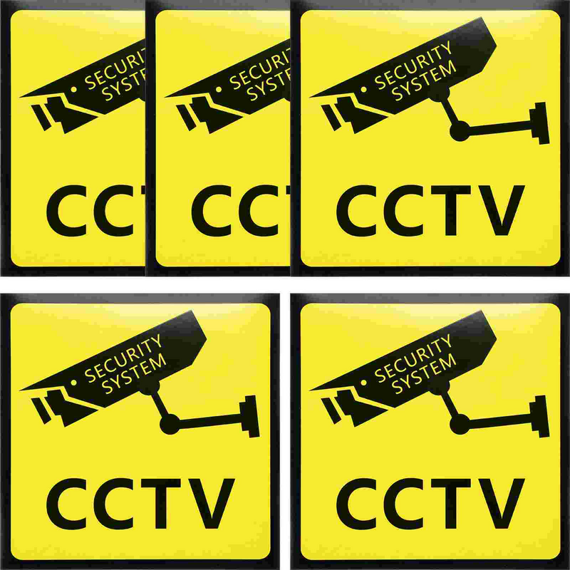 مجموعة من 5 علامات أمان خاصة للمراقبة والملصقات والكاميرا وأمن الفيديو