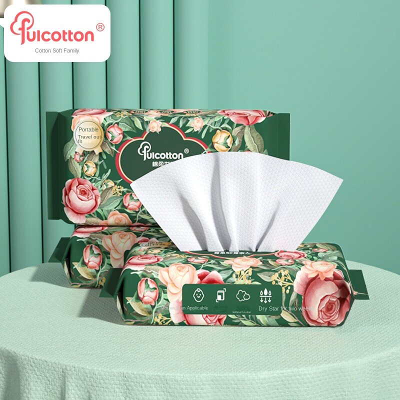 FulCotton منشفة قطنية محمولة ، مكبرة وسميكة ، يمكن التخلص منها ، غسل الوجه ، التنظيف الخارجي