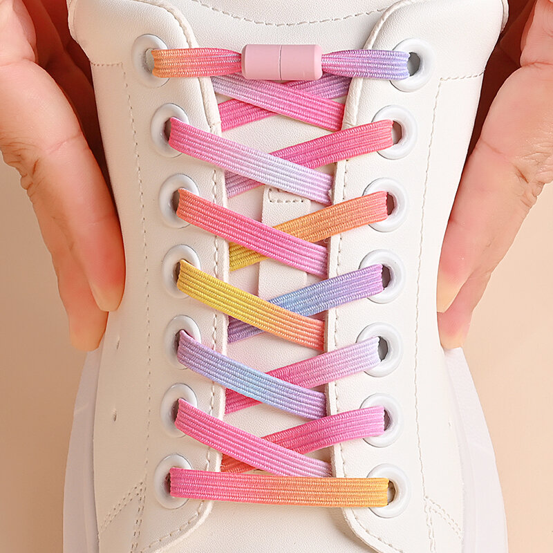 أربطة لؤلؤ ملونة للأطفال والكبار ، لا توجد روابط بدون ربطات ، أربطة مرنة للأحذية الرياضية ، مشبك خفيف ، موضة ، زوج واحد
