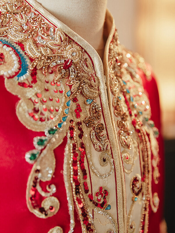 الصينية خمر الرجال عالية الجودة مطرز التطريز تانغ دعوى الملابس التقليدية العريس فستان الزفاف