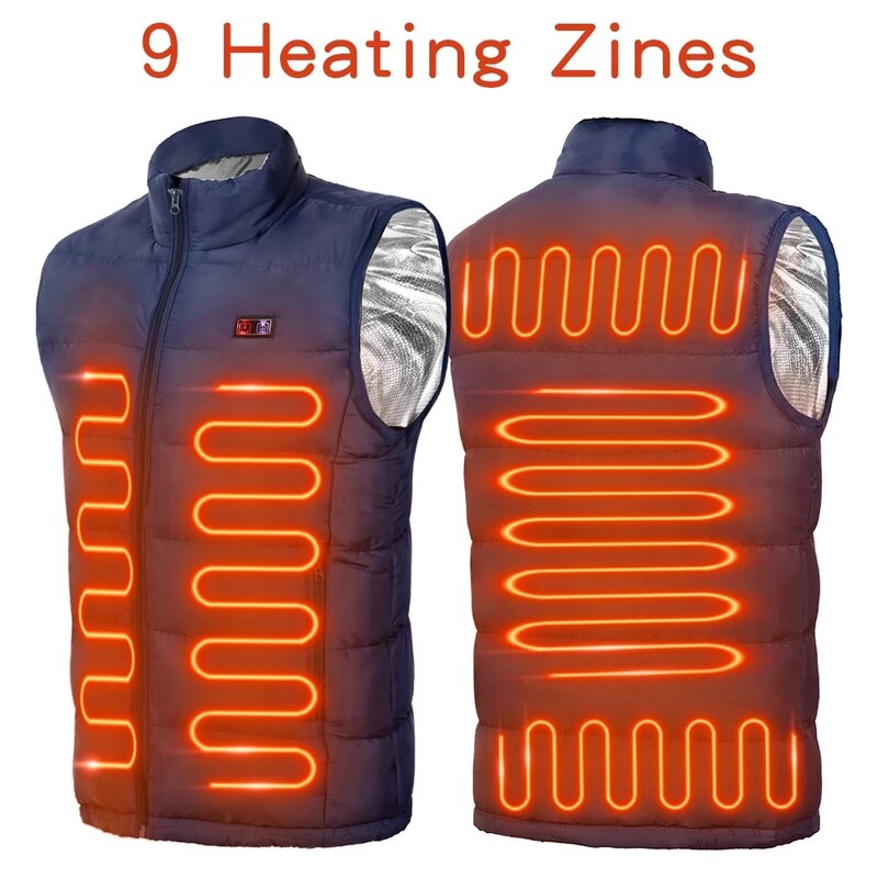 9 مناطق سترة ساخنة تسخين كهربائي جاكيتات الرجال النساء ملابس رياضية ساخنة معطف الجرافين الحرارة معطف USB جاكت للتدفئة للتخييم