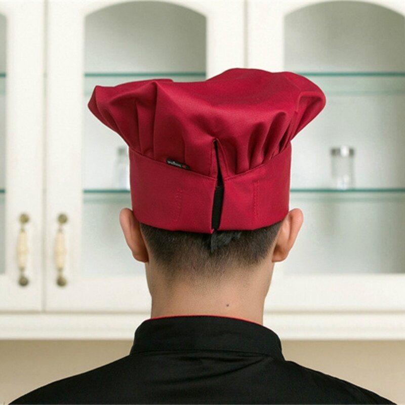 8 اللون طاه قبعة للرجال المطبخ فندق لوازم العمل مطوي الفطر قبعة قابل للتعديل الطهاة موحدة قبعة أدوات المطبخ