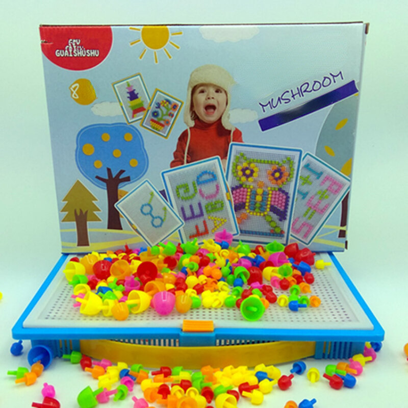 300 قطعة الفطر مسمار DIY بها بنفسك اليدوية ألعاب تعليمية ذكية ثلاثية الأبعاد اللعب مزيج لغز مجلس لعبة الألغاز للأطفال الهدايا