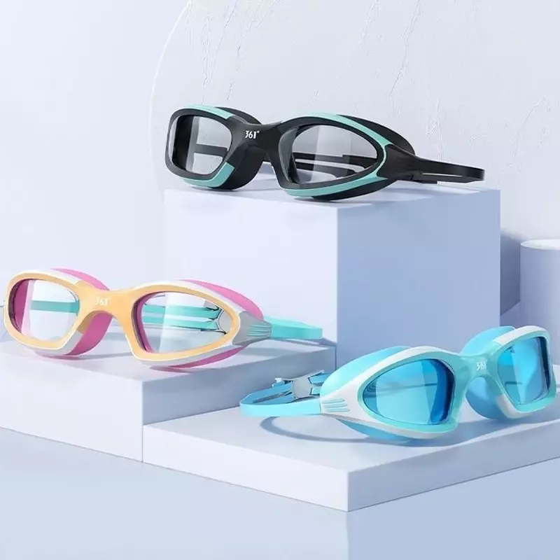 نظارات السباحة المهنية HD مقاوم للماء مكافحة الضباب سيليكون قبعة السباحة سباق المياه المعدات الرياضية للرجال والنساء