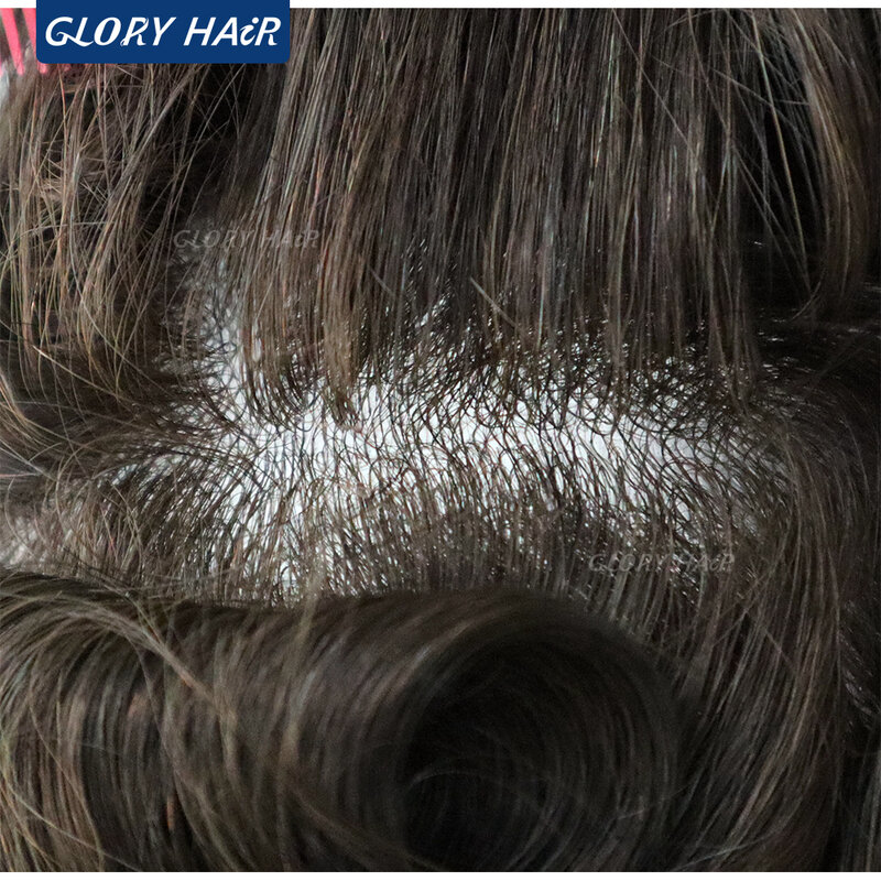 130% الكثافة الذكور الشعر الاصطناعية الهند سمك الشعر البشري بولي PU الجلد الثاني الرجال الباروكات لتخفيف الشعر شحن مجاني