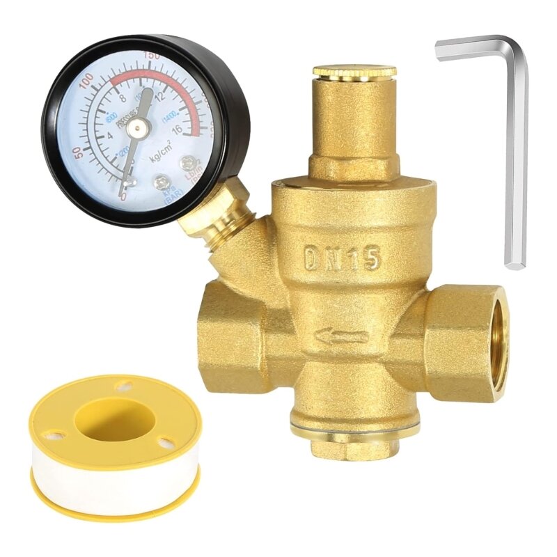 منظم ضغط مياه متعدد الاستخدامات بوصة DN15 مع مقاييس ضغط نحاسية مناسبة للمنازل والمباني والمصانع