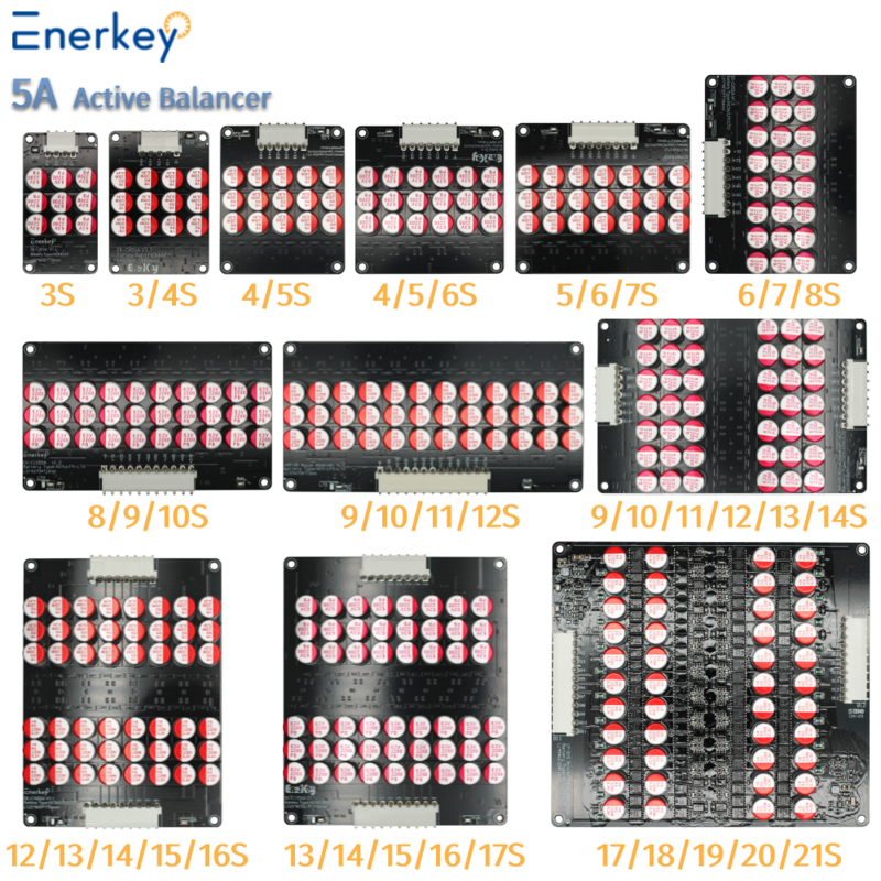 موازن التعادل النشط من Enerkey ، 5A ، 3S ، 4S ، 5S ، 6S ، 7S ، 8S ، 10S ، 12S ، 14S ، 16S ، 21S ، Lipo ، Lifepo4 ، lito Battery ، مكثف الطاقة ، بالجملة