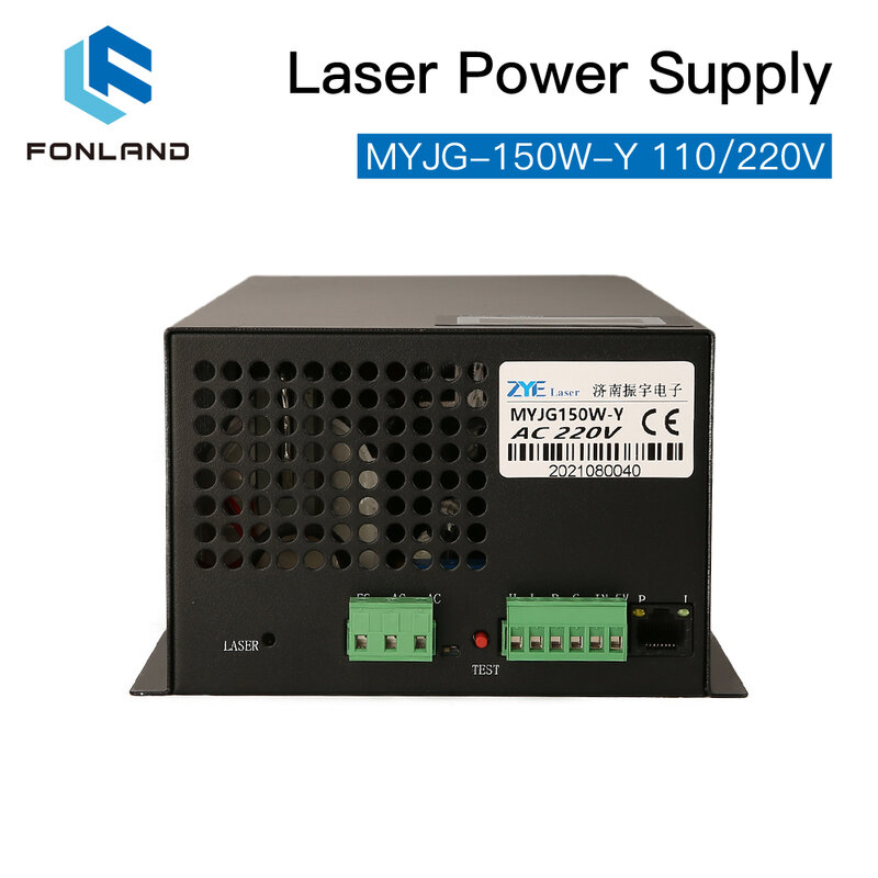 FONLAND 150 واط الليزر مصدر امدادات الطاقة MYJG-150W 110/220 فولت مع شاشة عرض ل Co2 الليزر أنبوب آلة قطع مصدر KIN