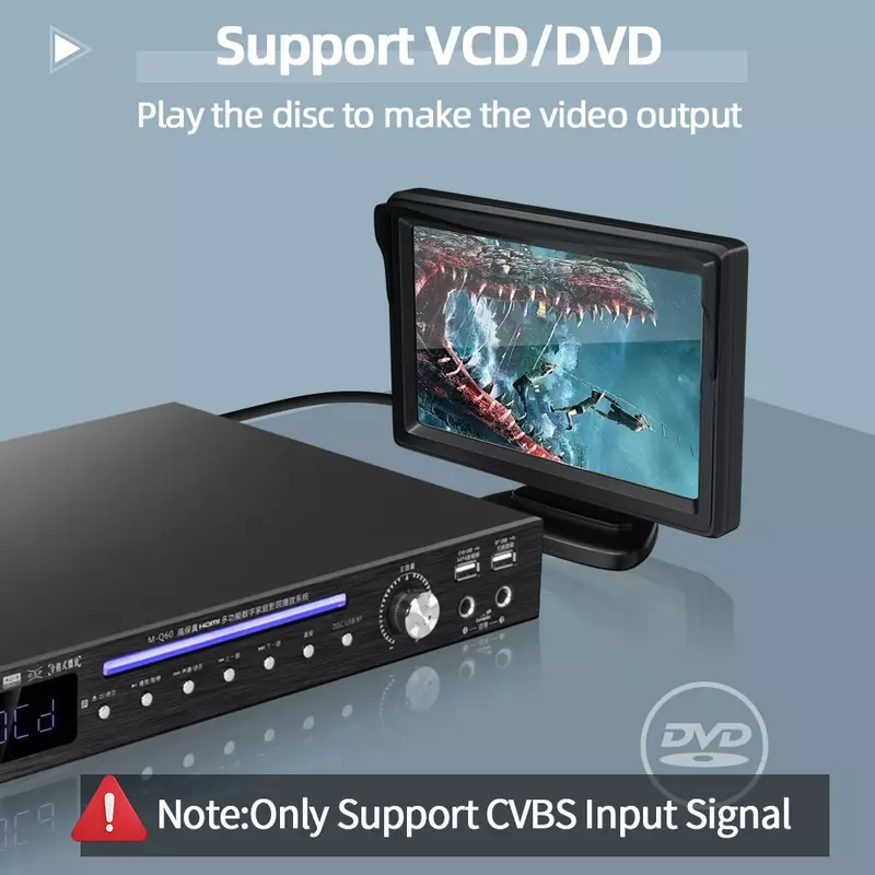 شاشة مراقبة سيارة عالية الدقة للكاميرا الخلفية ، TFT ، LCD ، VCD ، شاشة وحدة تحكم ألعاب دي في دي ، تدعم فقط إشارة إدخال CVBS ، تركيب سهل ، ، ، "، 5"