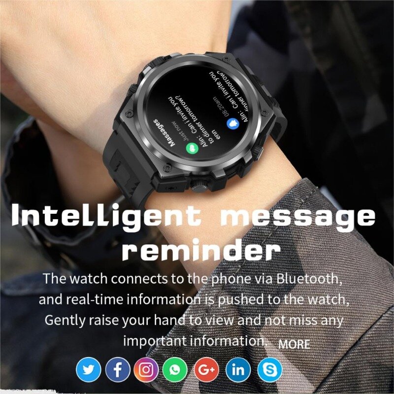 ساعة ذكية رياضية مقاومة للماء من Wonlex للرجال ، مكالمة بلوتوث ، شاشة صوت x AMOLED ، مساعد AI لمراقبة معدل ضربات القلب