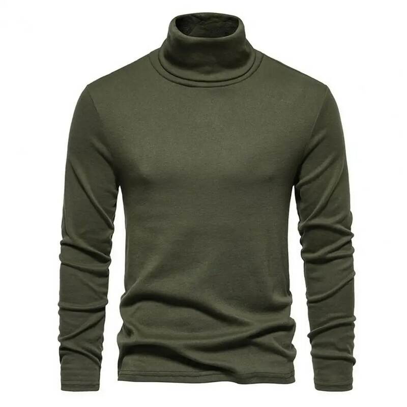 الرجال الأساسية قميص دافئ الرجال الشتاء سترة عالية طوق كم طويل مطاطا بلون البلوز سميكة الدافئة قاع