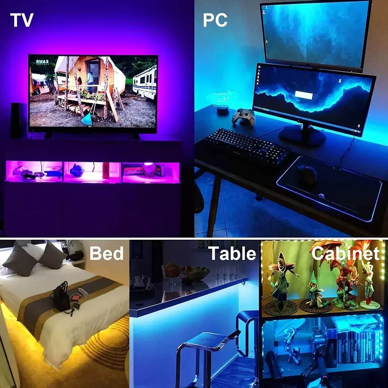 أضواء شريط LED ملونة لغرفة الألعاب ، شريط USB RGB ، الأطفال في الداخل ، التحكم بلوتوث ، غرفة الجدار ، سلسلة الجليد ، 5050 ، 5 فولت