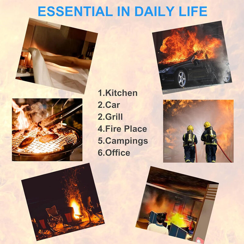 بطانية الحريق مثبطات اللهب ، بقاء الطوارئ ، مأوى الحريق ، غطاء السلامة ، طفاية حريق للمطبخ ، 1.5 م * 1.5 م