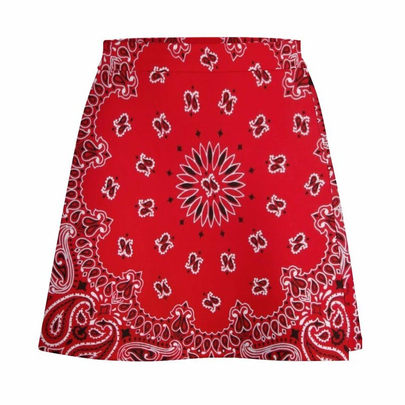 باندانا-تنورة صغيرة حمراء ملابس نسائية تنانير قصيرة للنساء تأثيري