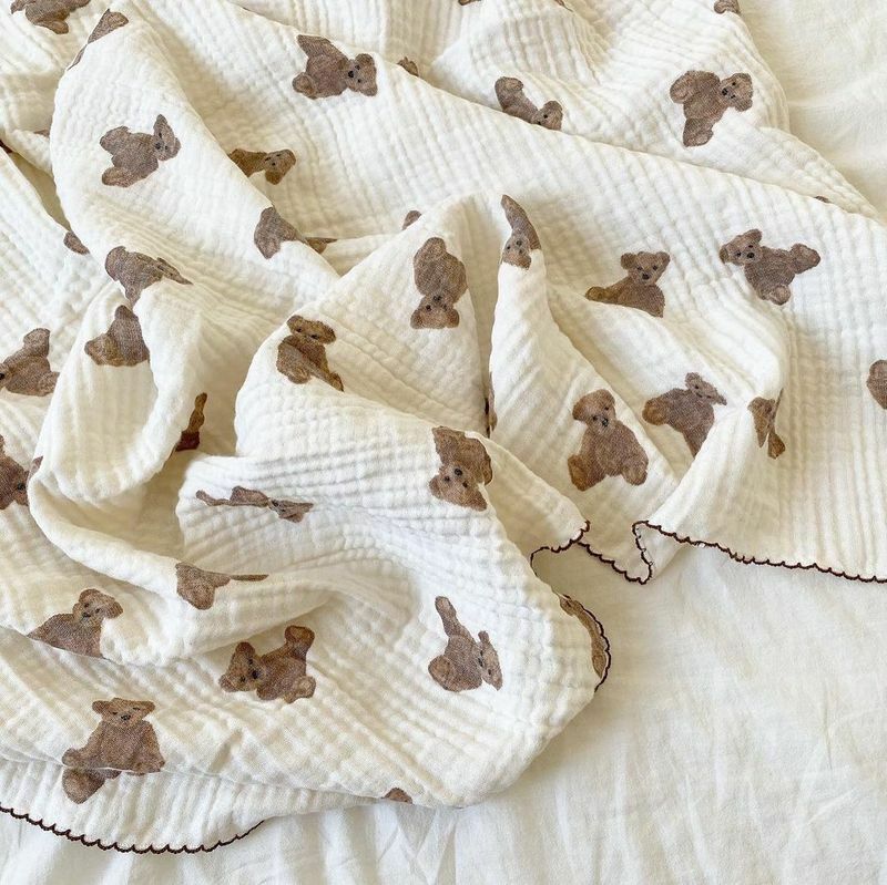 Baby Cotton Quilt INS Style Children Air Conditioner Blanket Kindergarten Summer Cool Quilt Baby Thin Blanket Cute Bear Quit