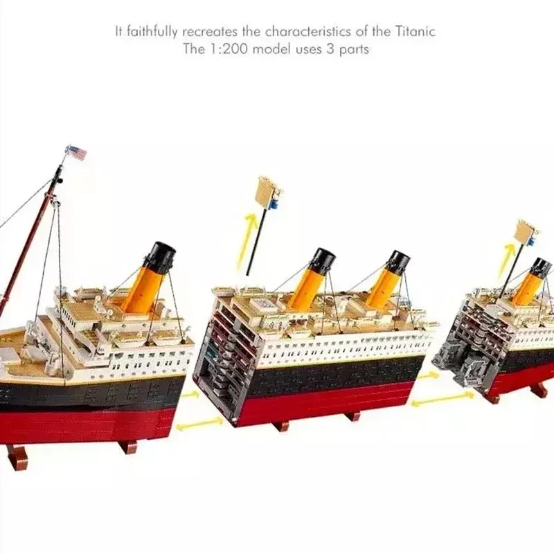 كتل بناء سفينة سياحية ضخمة من سفينة تيتانيك للأطفال ، ألعاب تصنعها بنفسك ، هدايا حب ، متوافقة مع ، في المخزن ،