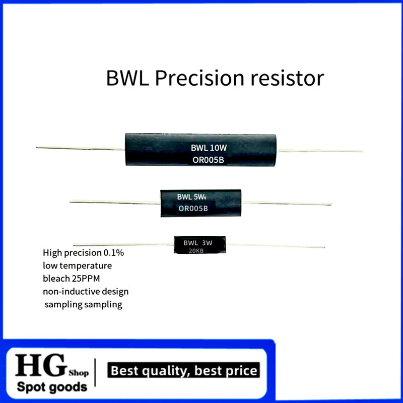 مقاومة منخفضة الدقة مقاومة للخمر مقاومة المقاومات ، درجة حرارة منخفضة التبييض ، BWL 3 واط 5 واط 10 واط ، R005 R01 R5 إلى 20 كيلو ، 2 قطعة