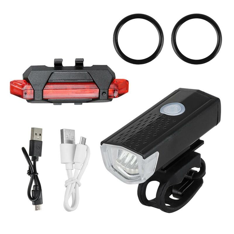 USB LED دراجة دراجة أضواء قابلة للشحن مجموعة الجبلية الطريق الدراجة الجبهة الخلفية المصابيح الأمامية مصباح الدراجات اكسسوارات